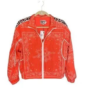 Pam Gela Jackets Coats Pam Gela Red Bandana Jacket With